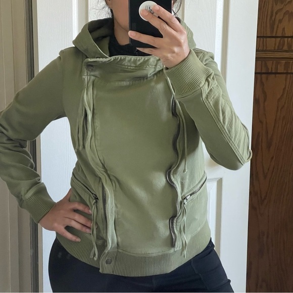 Free People We The Free Carmen Moto Jacket Green Olive Size S - Picture 13 of 17
